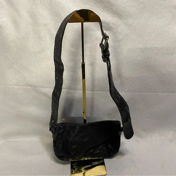 Free People Wade Leather Sling Black Crossbody Festival Bag - Picture 7 of 12